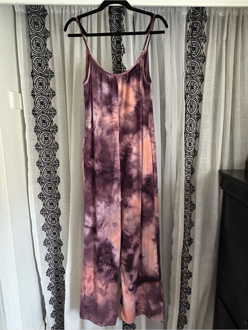 Socialite Tie-Dye Wide-Leg Jumpsuit Purple & Peach - Picture 3 of 6